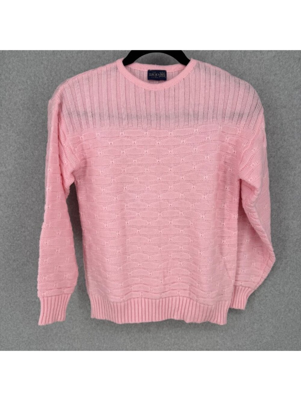 Izod Womens VTG Textured Knit Crewneck Sweater Size L Pink Golf Preppy Casual